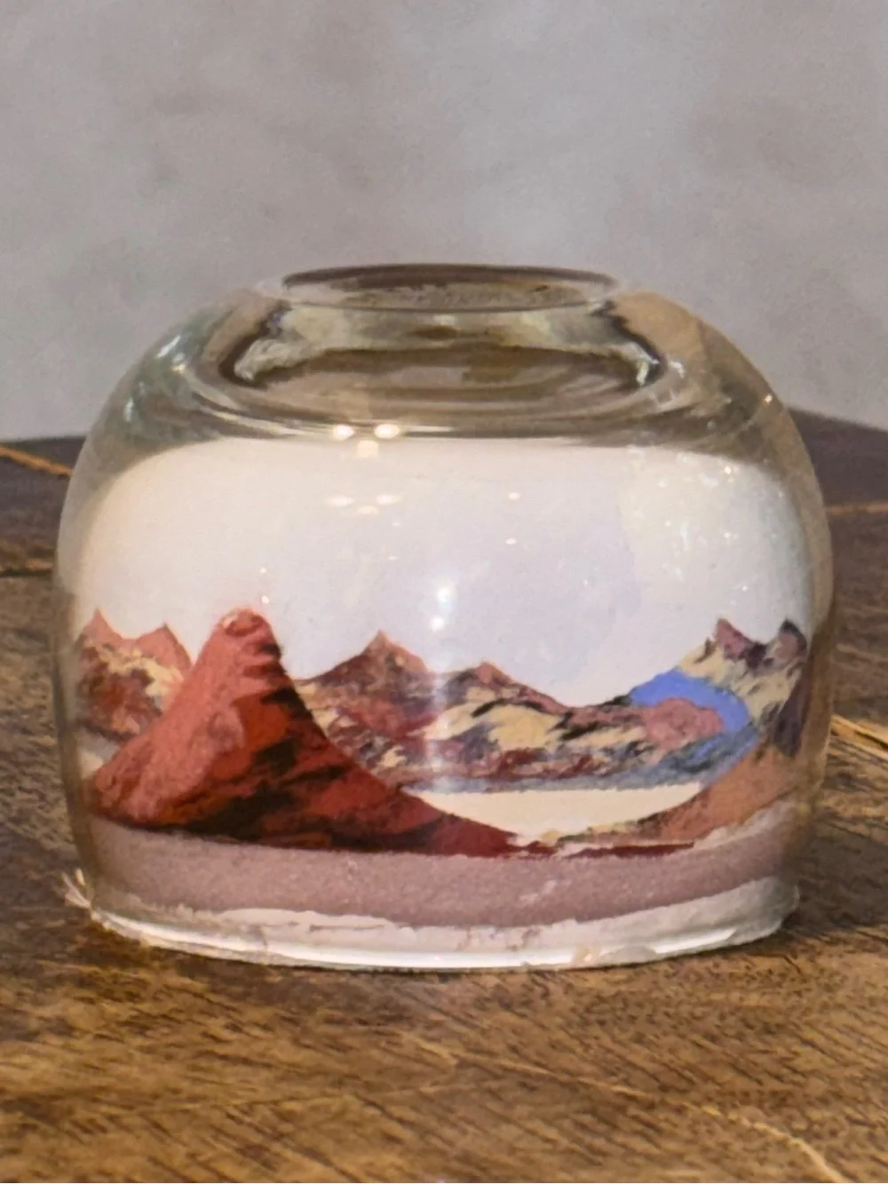Vtg Arizona Southwest Glass Paperweight Hand Made Painted Desert Sand Art